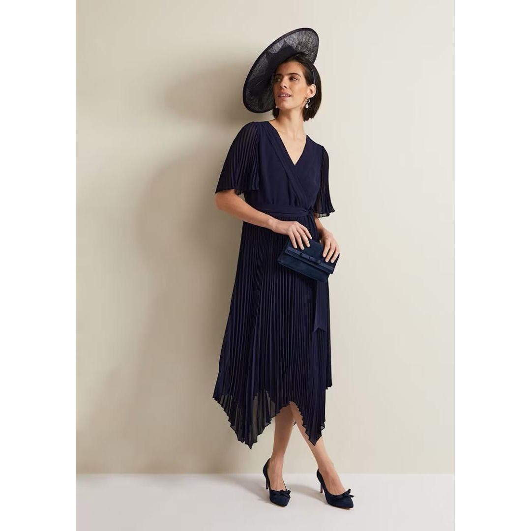 Phase Eight Satin Trim Bow Bag - Navy