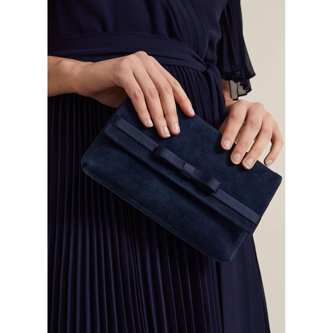 Phase Eight Satin Trim Bow Bag - Navy