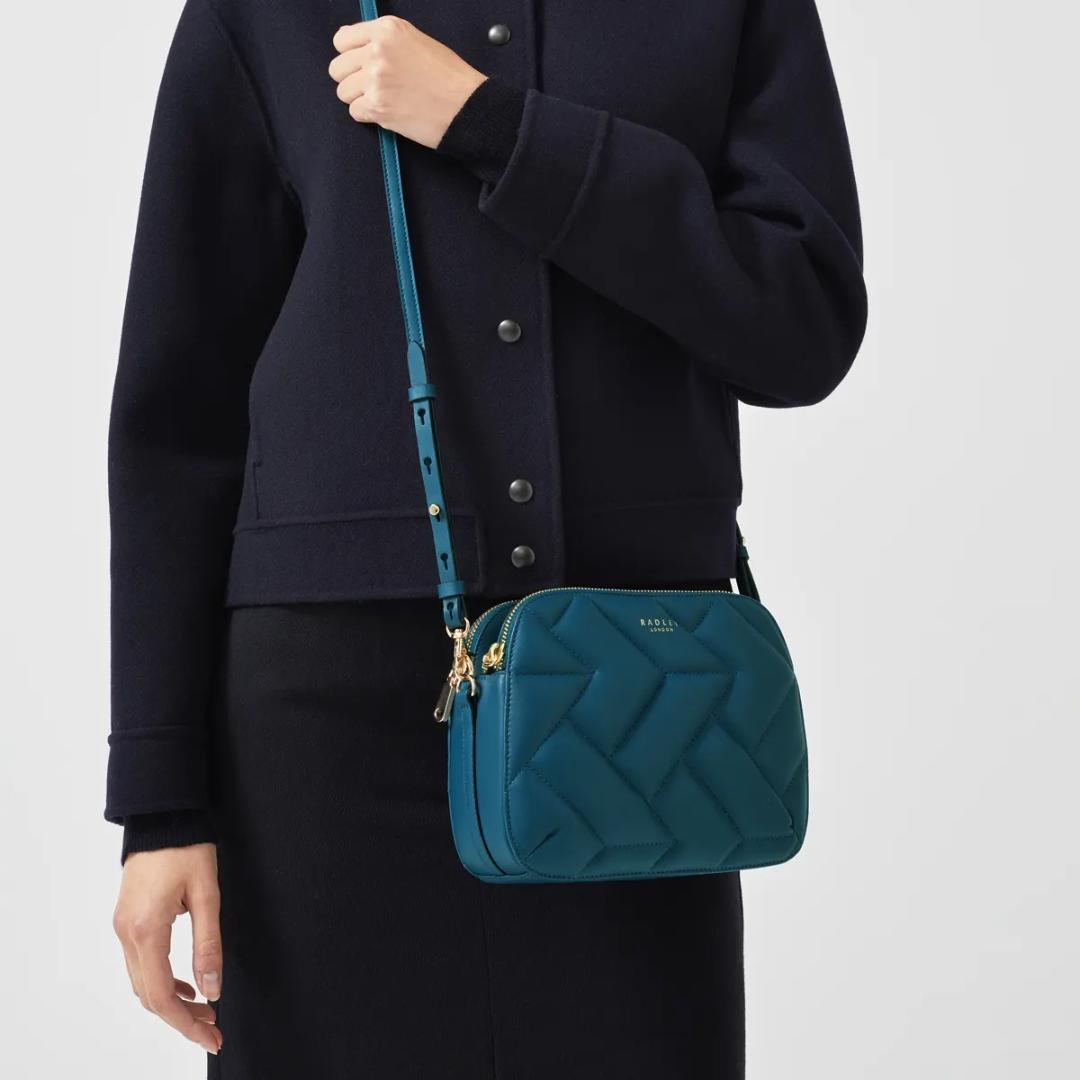 Radley Dukes Place Quilt Medium Ziptop Crossbody Bag - Deepsea