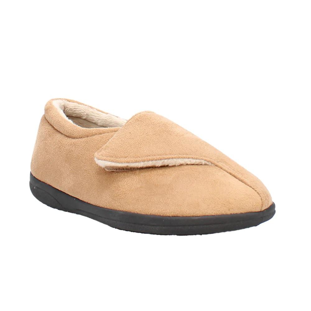 Shuropody Georgina Wide Fit Women's Velcro Fastening Slipper - Tan