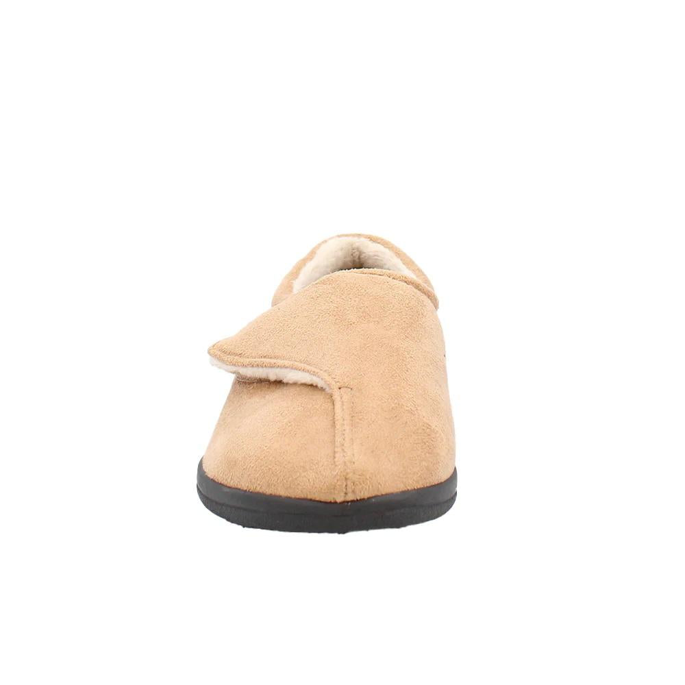Shuropody Georgina Wide Fit Women's Velcro Fastening Slipper - Tan
