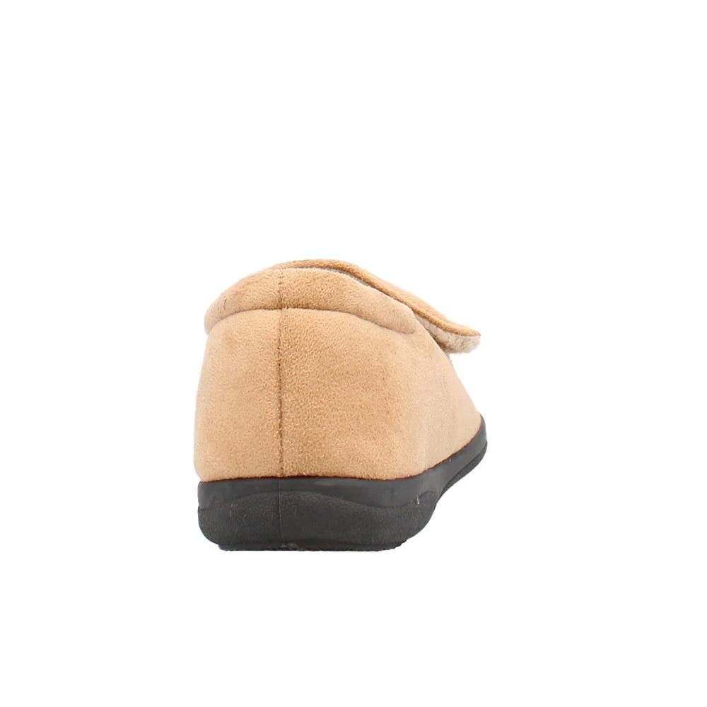 Shuropody Georgina Wide Fit Women's Velcro Fastening Slipper - Tan
