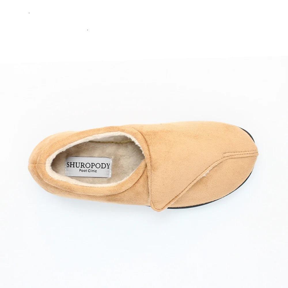 Shuropody Georgina Wide Fit Women's Velcro Fastening Slipper - Tan