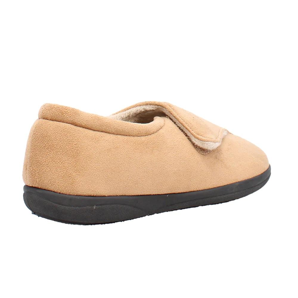 Shuropody Georgina Wide Fit Women's Velcro Fastening Slipper - Tan