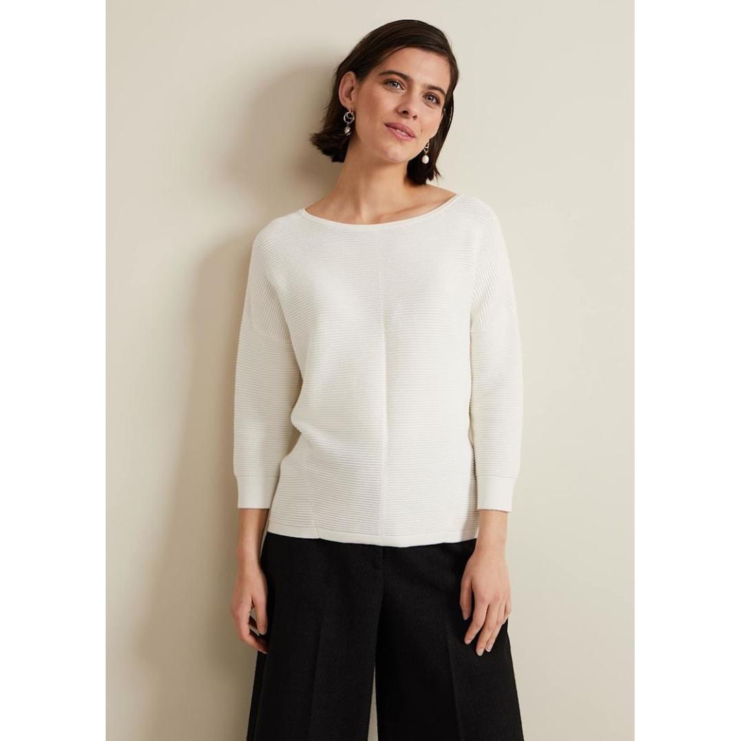 Phase Eight Nellie Ripple Stitch Jumper - Ivory