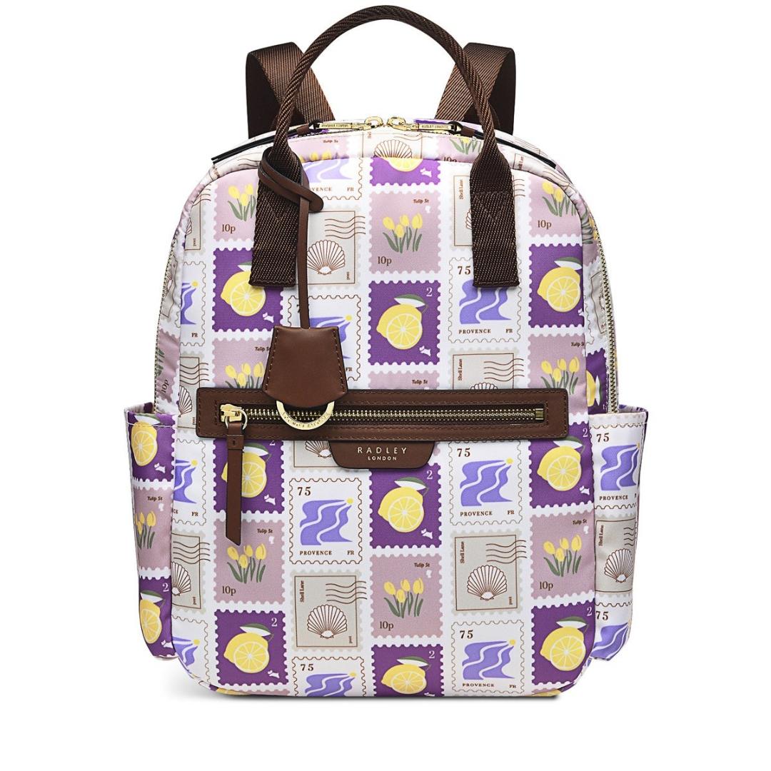 Radley Finsbury Park Holiday Stamps Medium Ziptop Backpack - Light Natural