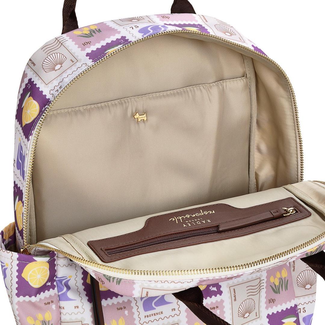 Radley Finsbury Park Holiday Stamps Medium Ziptop Backpack - Light Natural