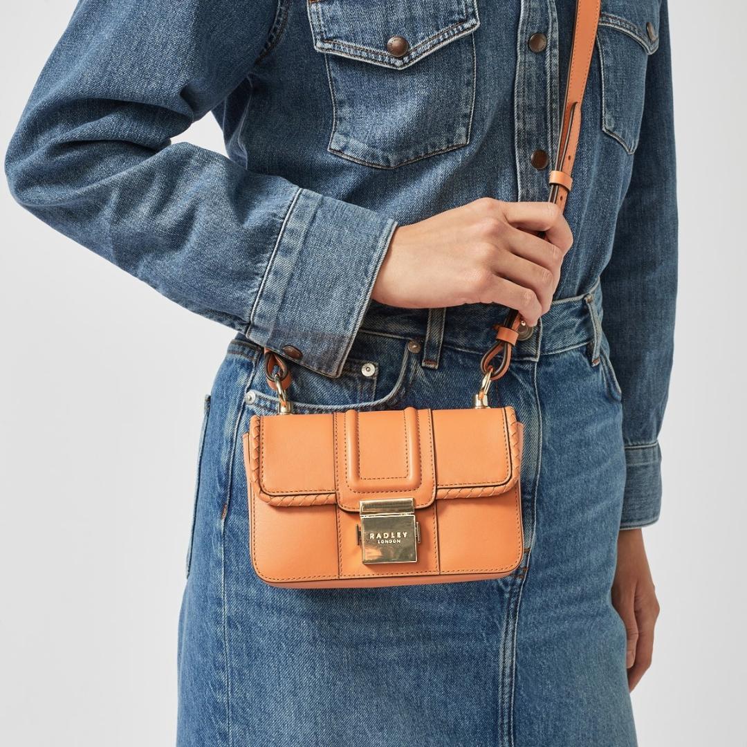 Radley Hanley Close Weave Mini Flapover Crossbody Bag - Apricot