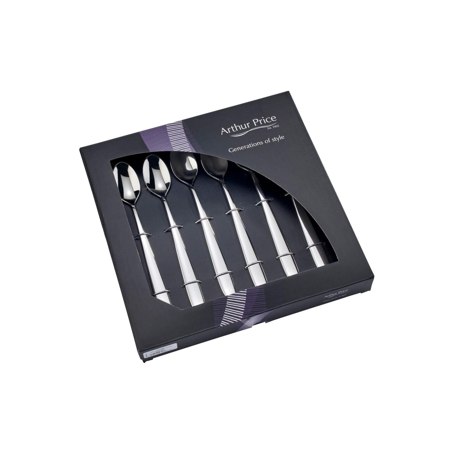 Arthur Price 'Willow' Stainless Steel gift boxed cutlery set of 6 Long Drink Spoons