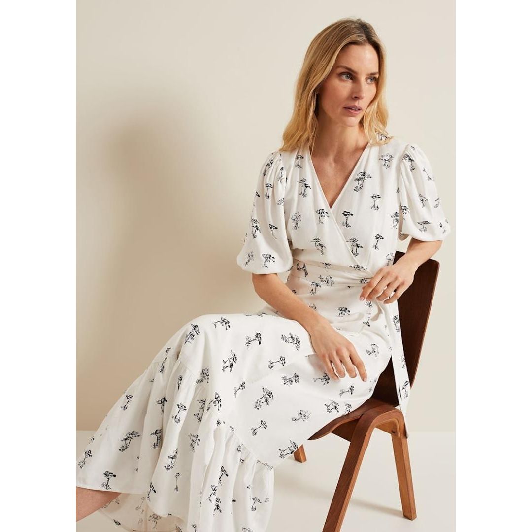 Phase Eight Nelly Wrap Midi Dress - Cream