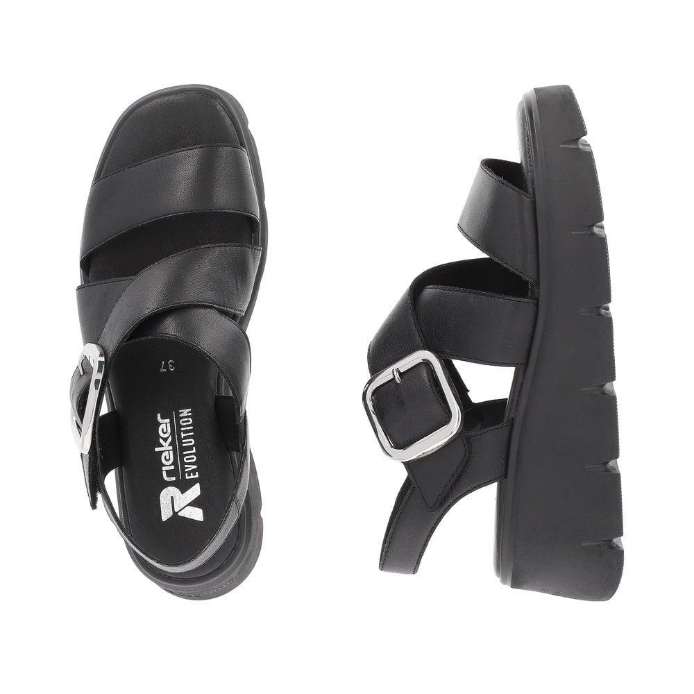 Rieker R-Evolution W1550-00 Amber Womens Sandals - Black