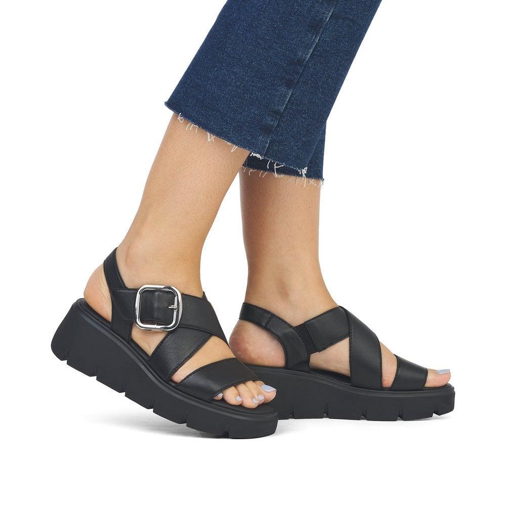 Rieker R-Evolution W1550-00 Amber Womens Sandals - Black