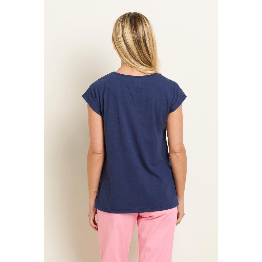 Brakeburn Mez Embroidered T-Shirt - Navy