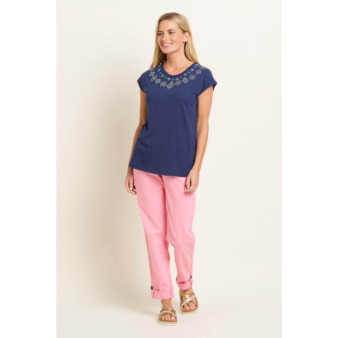 Brakeburn Mez Embroidered T-Shirt - Navy