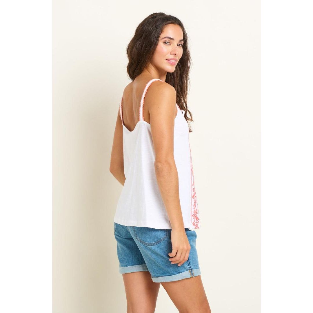 Brakeburn Trailing Floral Embroidered Camisole - White