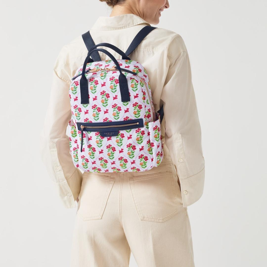 Radley Finsbury Park Carousel Floral Medium Ziptop Backpack - Chalk