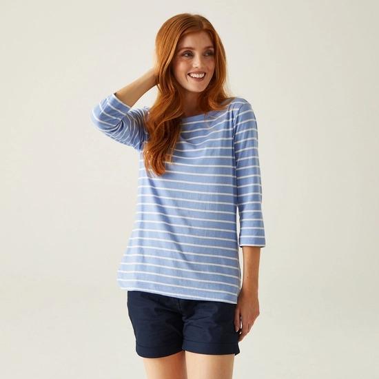 Regatta Women's Bayletta 3/4 Sleeve Top - Hydrangea Blue White