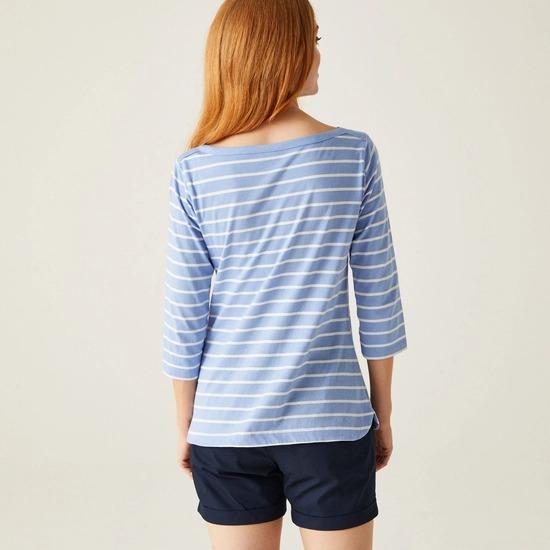 Regatta Women's Bayletta 3/4 Sleeve Top - Hydrangea Blue White
