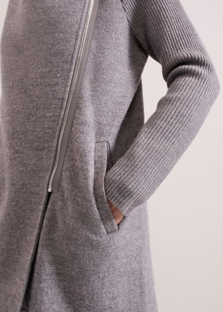 Phase Eight Byanca Zip Knit Coat - Grey Marl