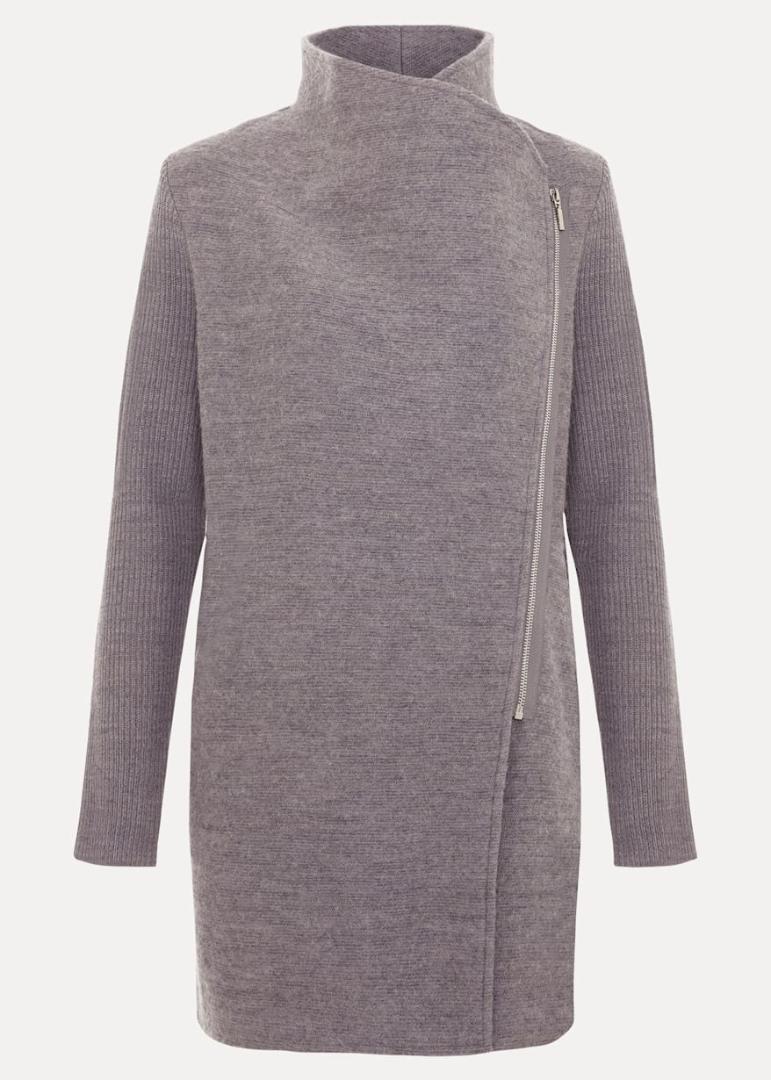 Phase Eight Byanca Zip Knit Coat - Grey Marl