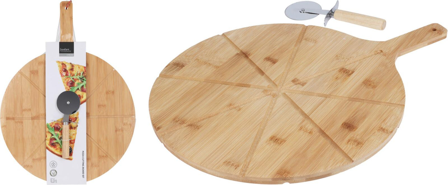 Pizza Cutting Board Set Bamboo