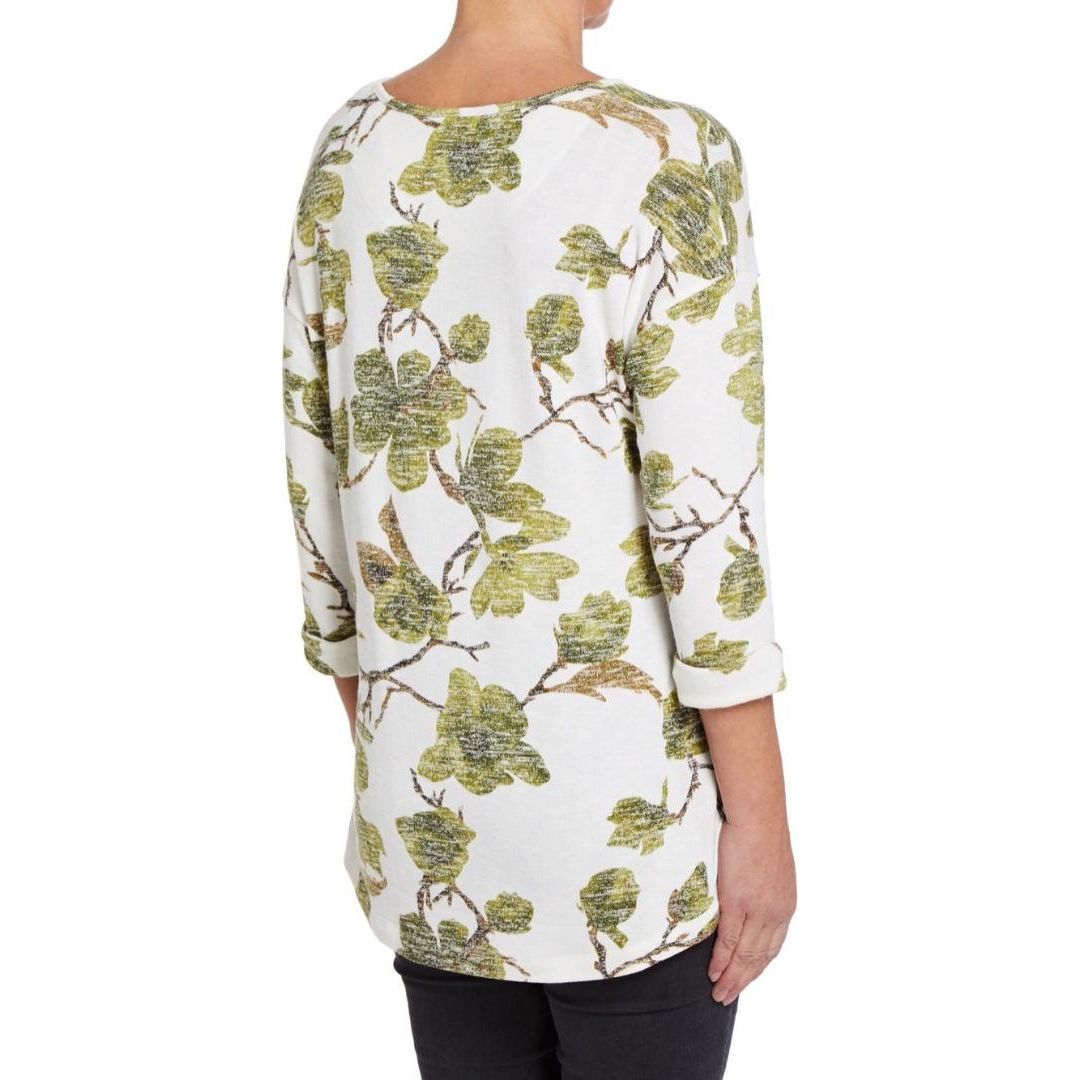 VIZ A VIZ Ivory Leaf-Print Top