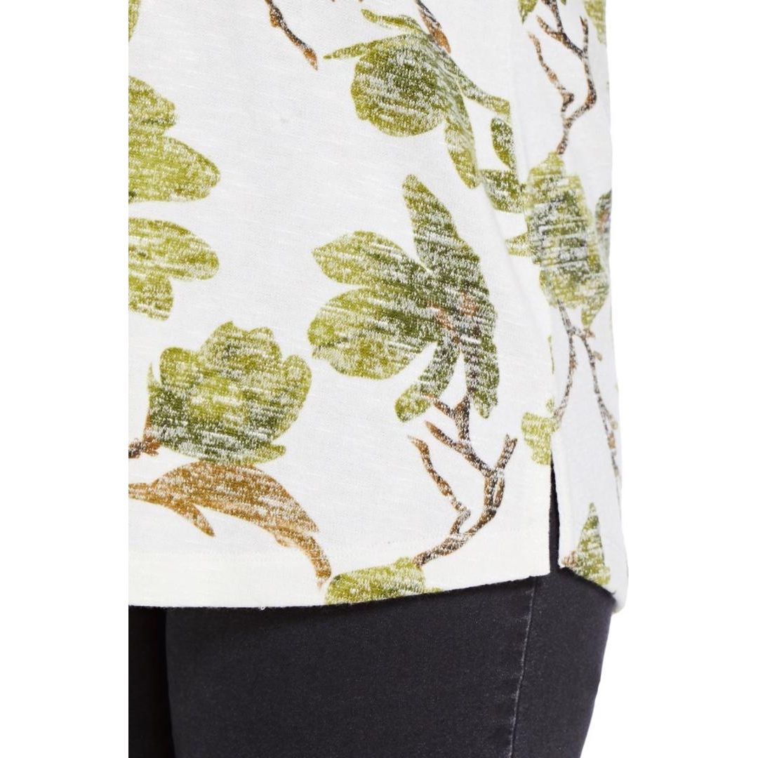 VIZ A VIZ Ivory Leaf-Print Top