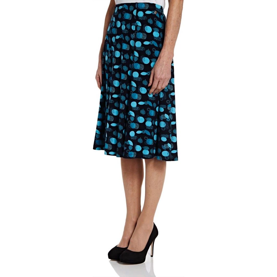 TIGI Navy Leaf-Print Skirt