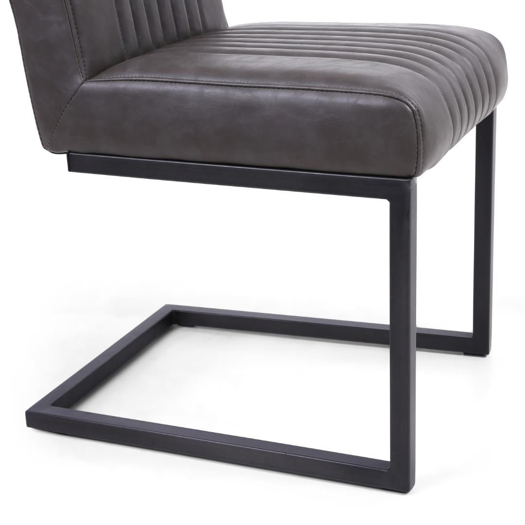 Archer Cantilever Leather Effect Grey Dining Chair Set Of 2