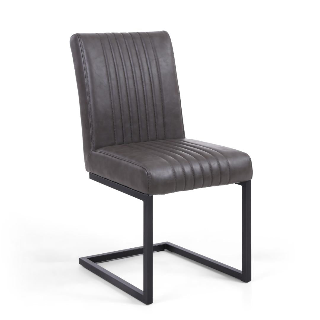 Archer Cantilever Leather Effect Grey Dining Chair Set Of 2