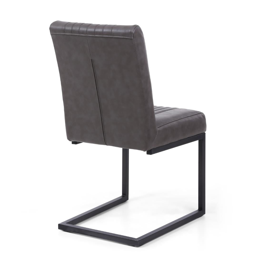 Archer Cantilever Leather Effect Grey Dining Chair Set Of 2