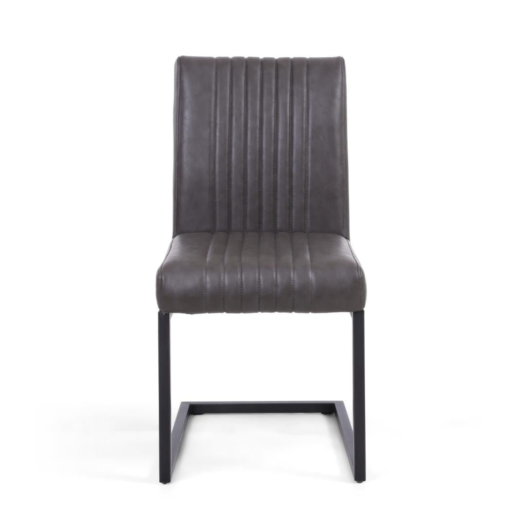 Archer Cantilever Leather Effect Grey Dining Chair Set Of 2