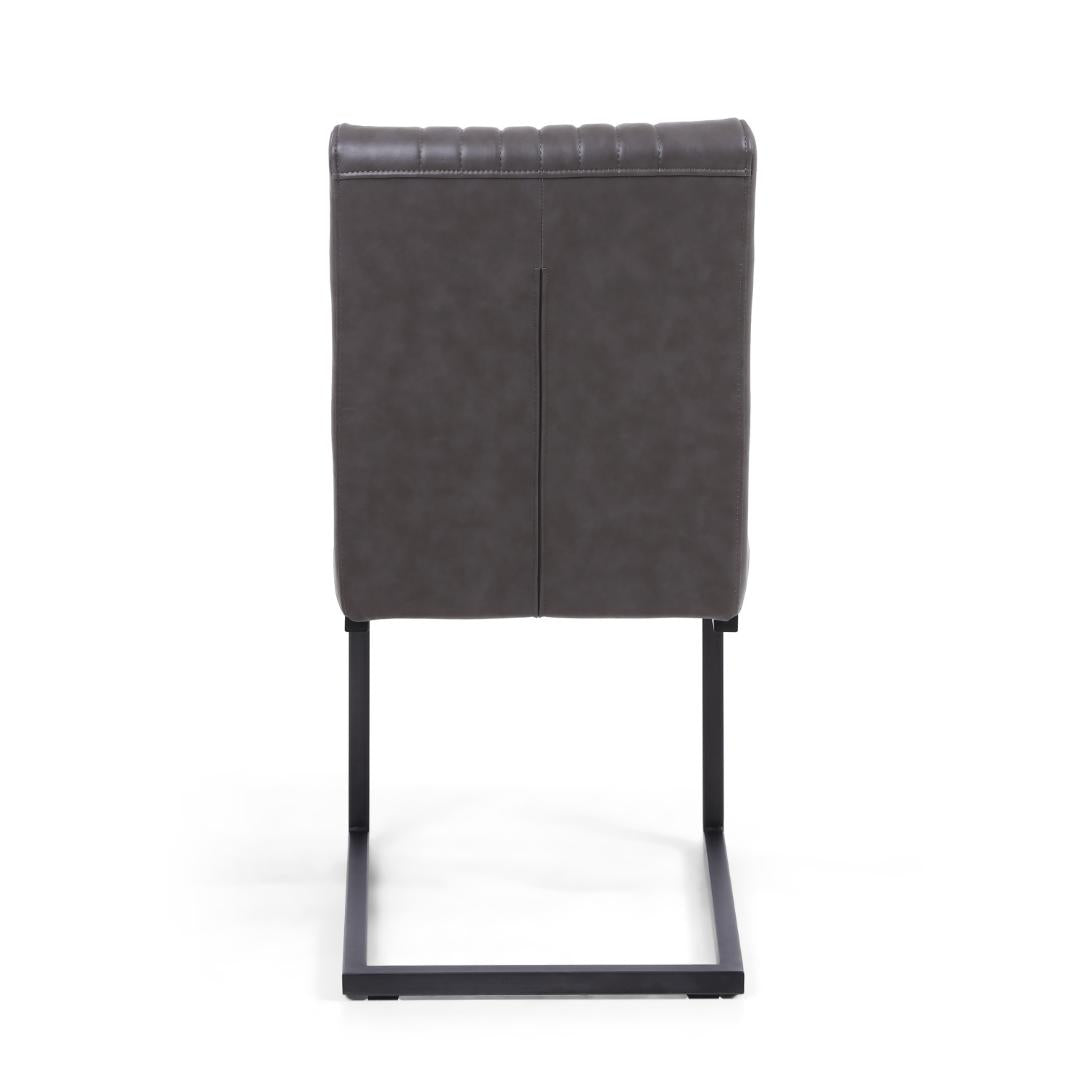 Archer Cantilever Leather Effect Grey Dining Chair Set Of 2