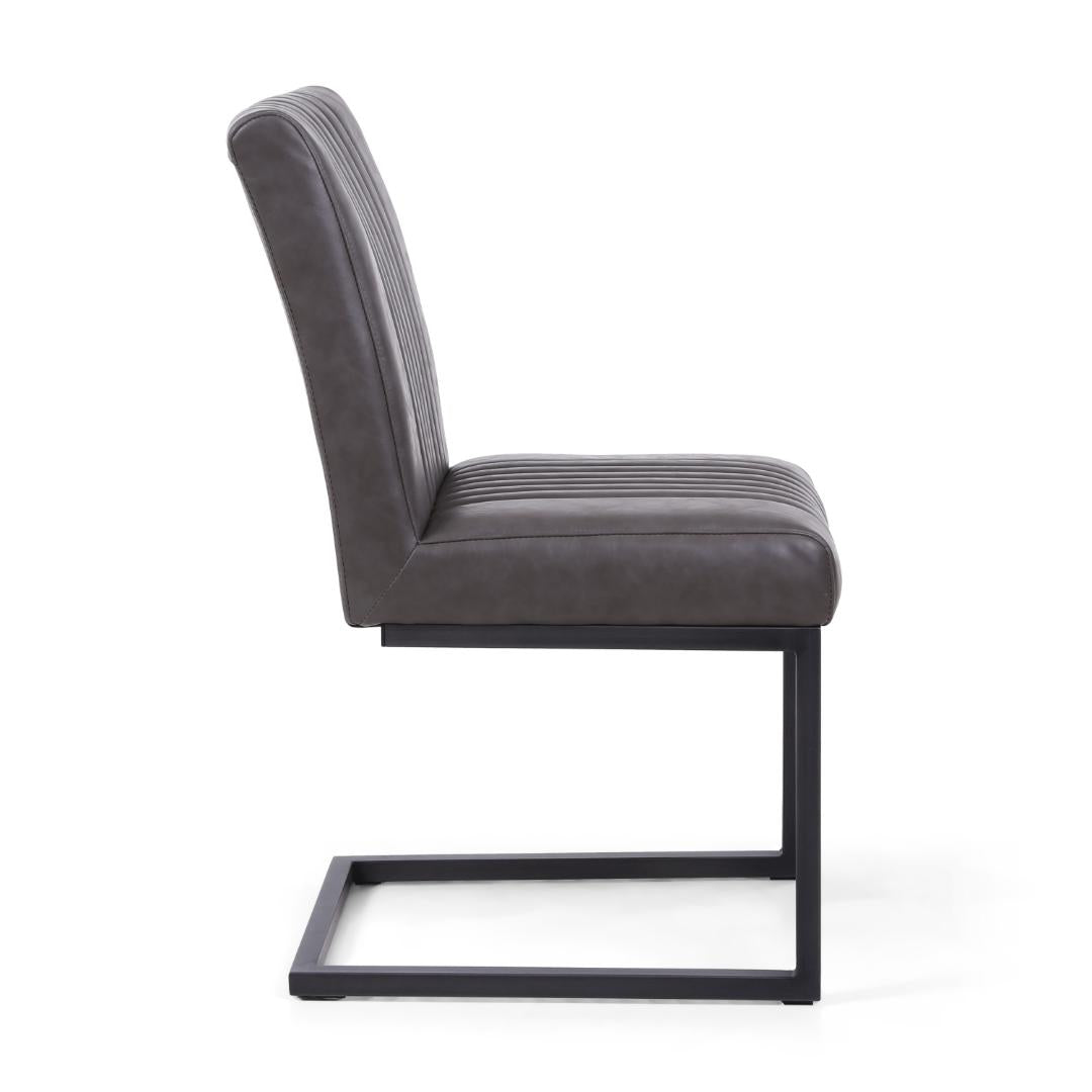 Archer Cantilever Leather Effect Grey Dining Chair Set Of 2