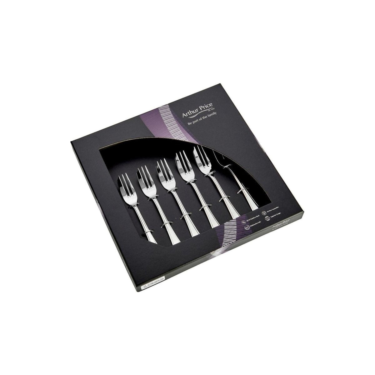 Arthur Price 'Grecian' 18/10 Stainless Steel Box of 6 Pastry Forks