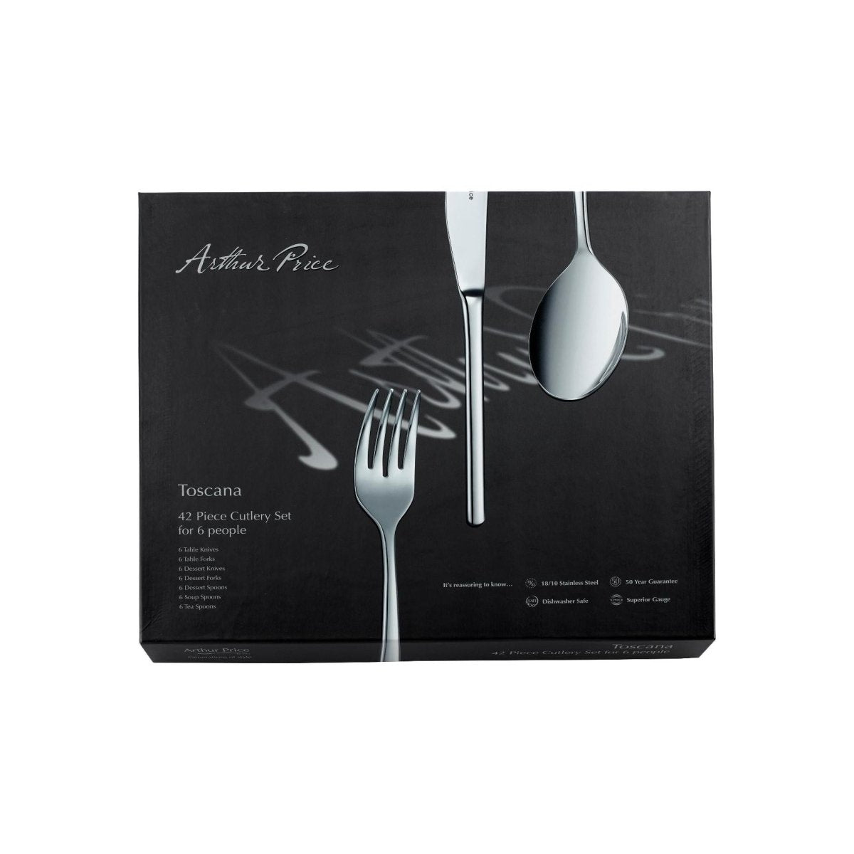 Arthur Price 'Toscana' Stainless Steel 42 piece 6 person boxed cutlery set