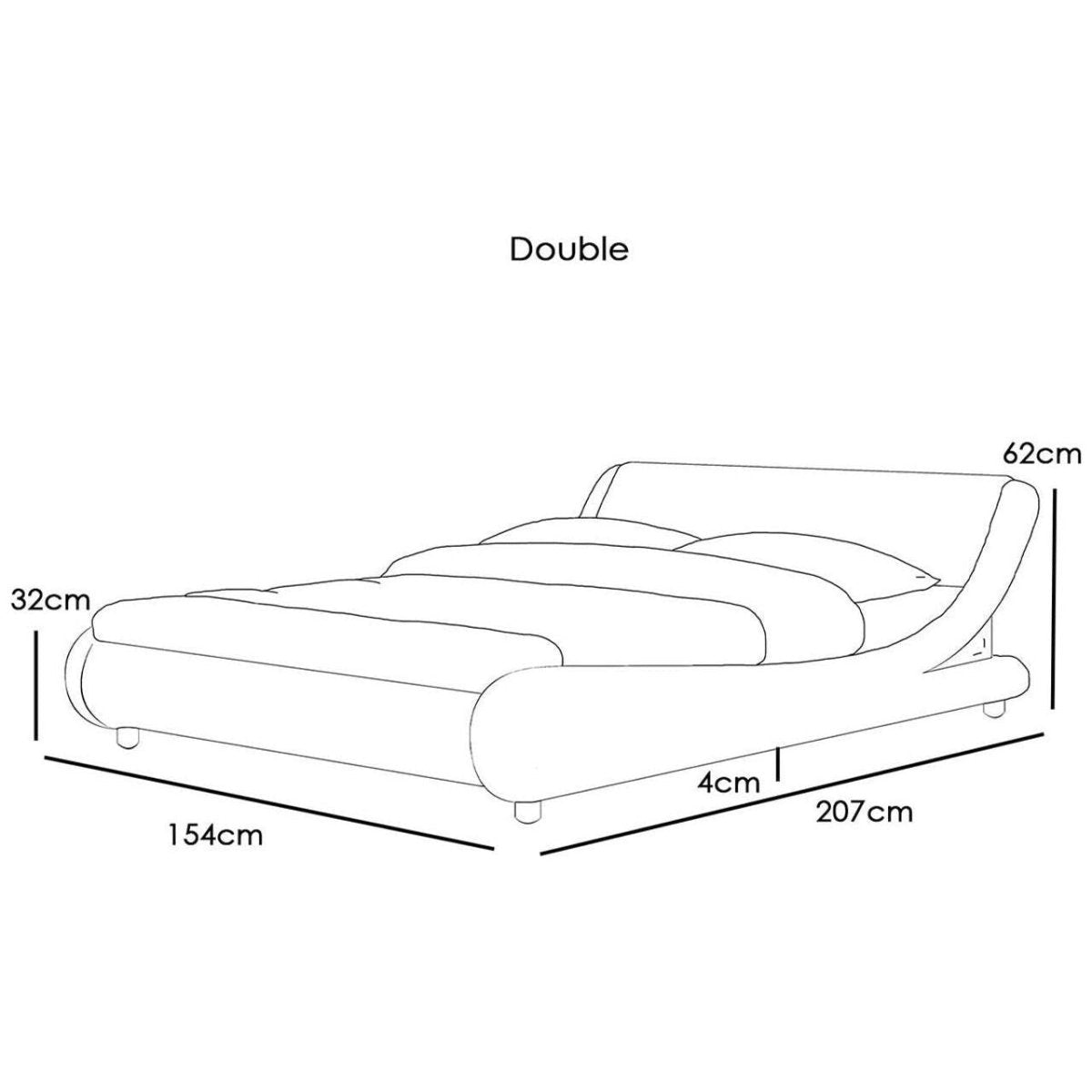 Barcelona LED Fabric Faux Leather Bed - Black