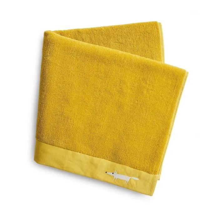 Bedeck Mr Fox Embroidered Towel – Mustard