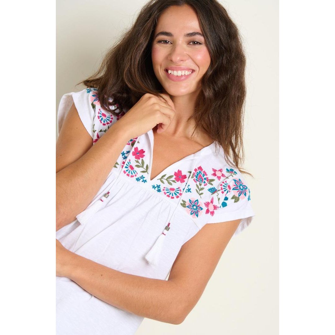 Brakeburn Piper Embroidered T-Shirt - White