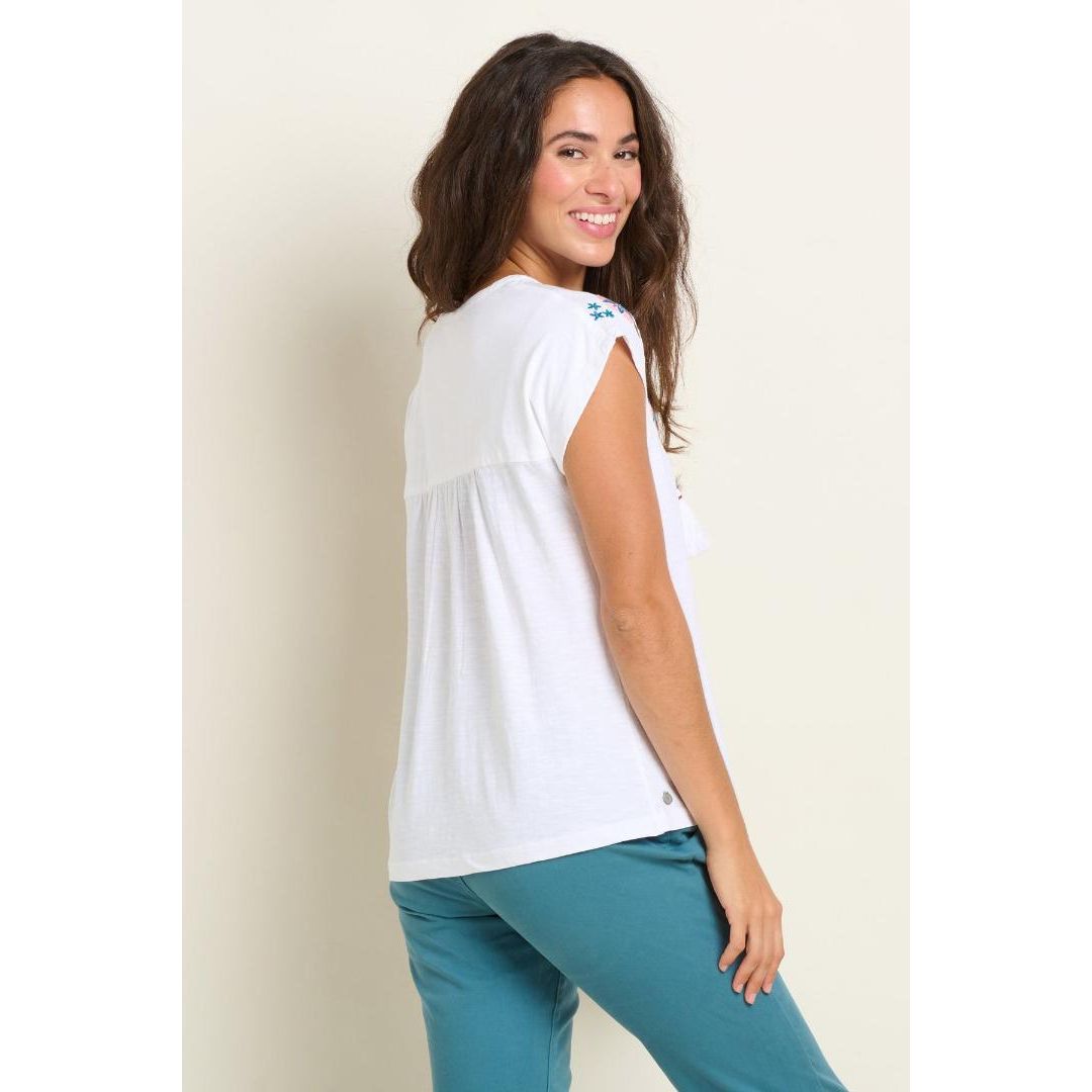 Brakeburn Piper Embroidered T-Shirt - White