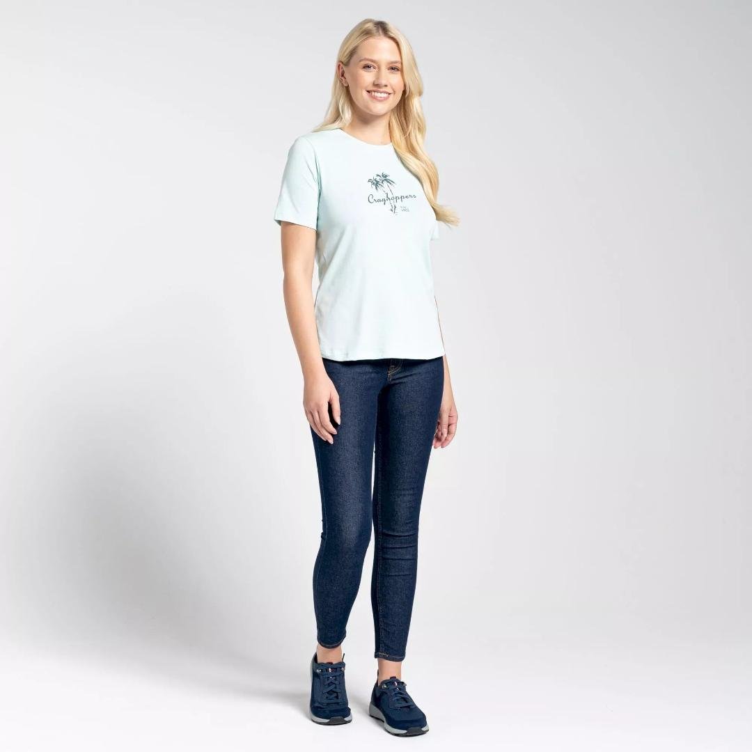 Craghoppers Women's Ally Short Sleeved T-Shirt - Poolside Green Palm Tree