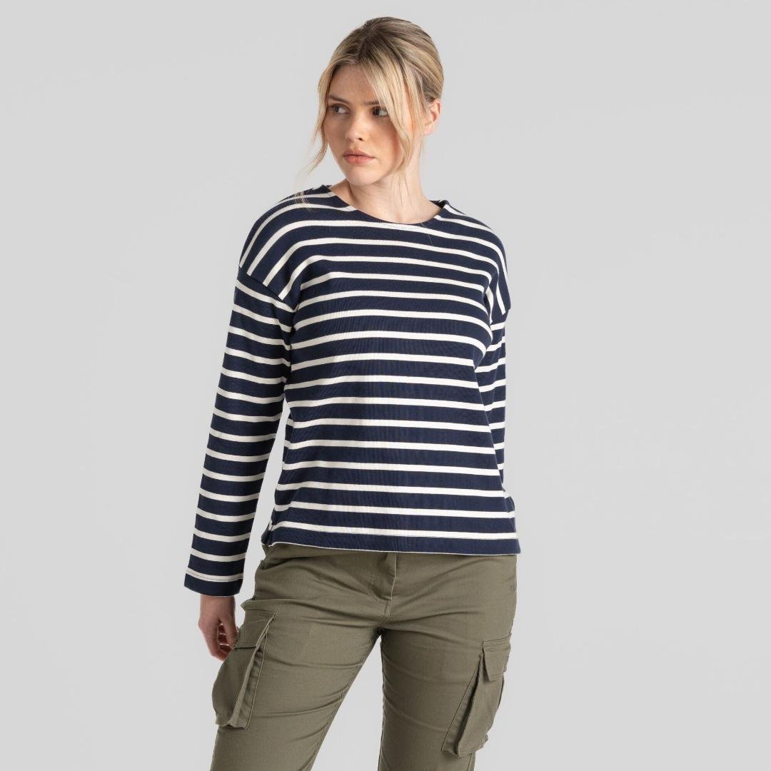 Craghoppers Women's Sinead Long Sleeved Top - Blue Navy / Calico Stripe