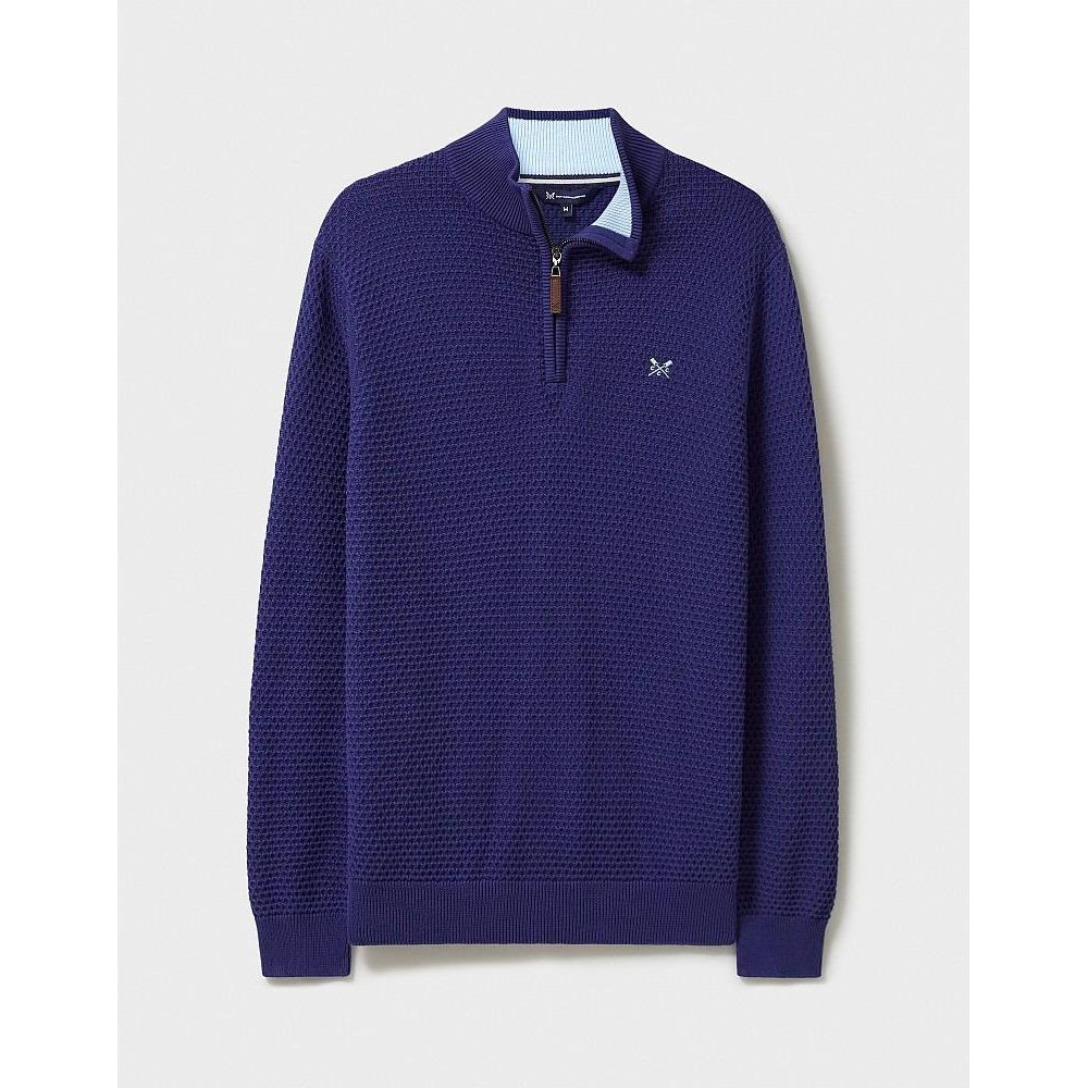 Crew Clothing Ocean Wave Organic Cotton Half Zip Jumper - Twilight Blue