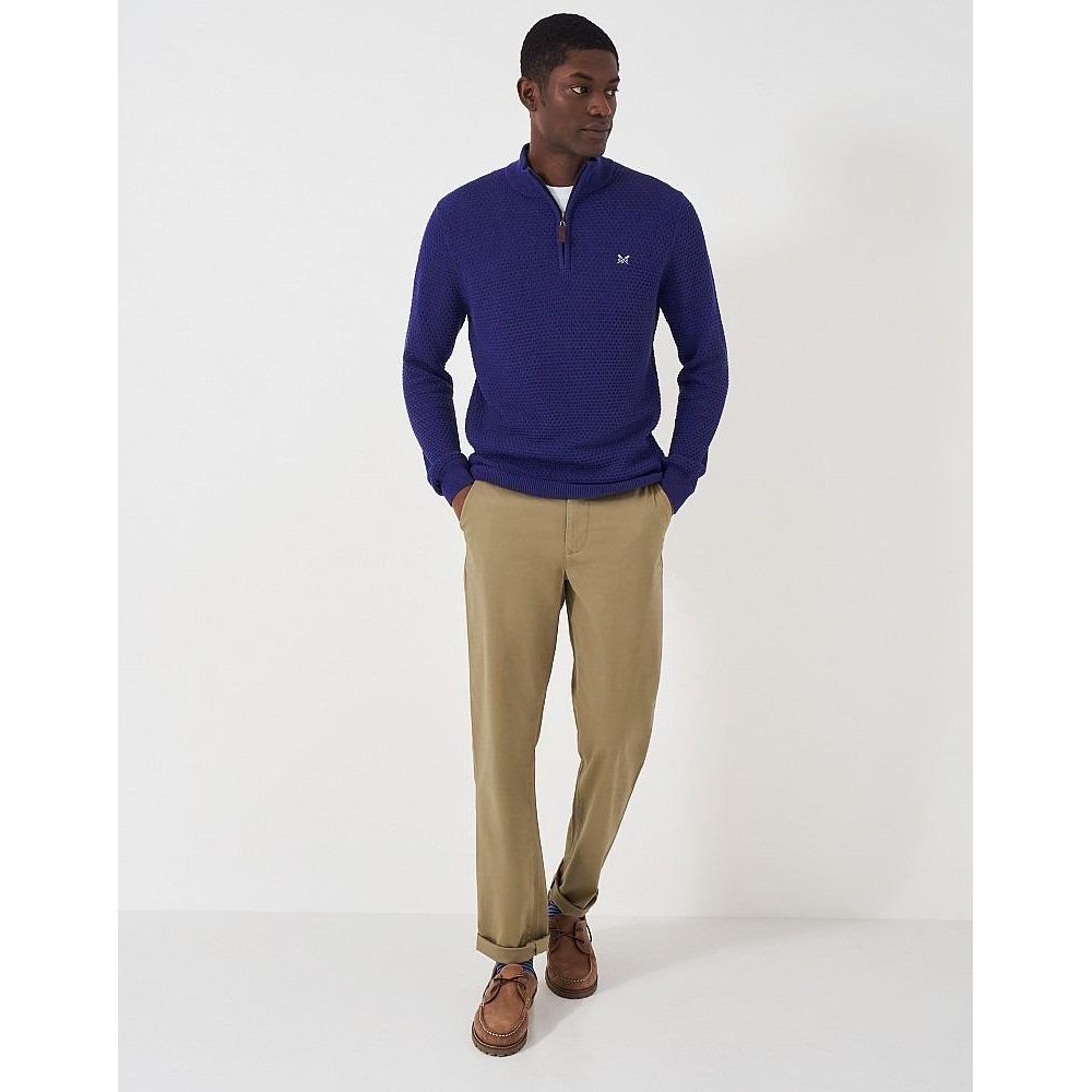 Crew Clothing Ocean Wave Organic Cotton Half Zip Jumper - Twilight Blue