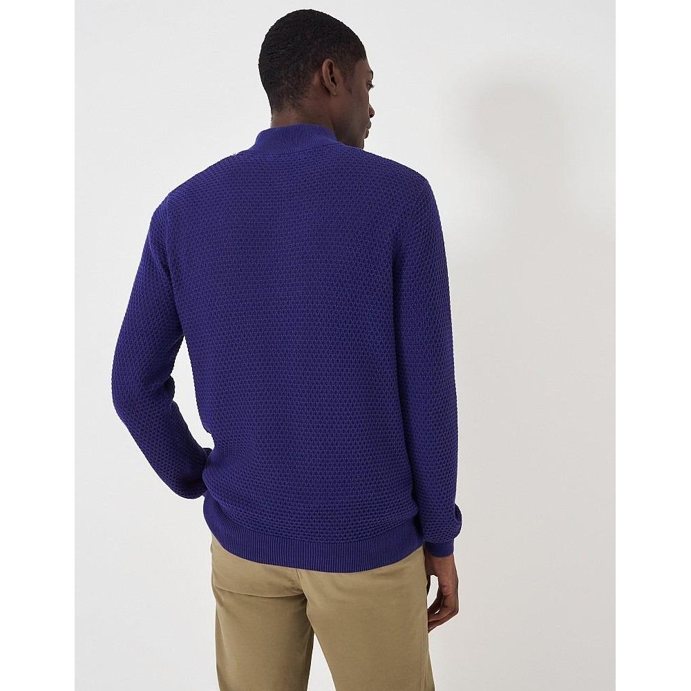 Crew Clothing Ocean Wave Organic Cotton Half Zip Jumper - Twilight Blue