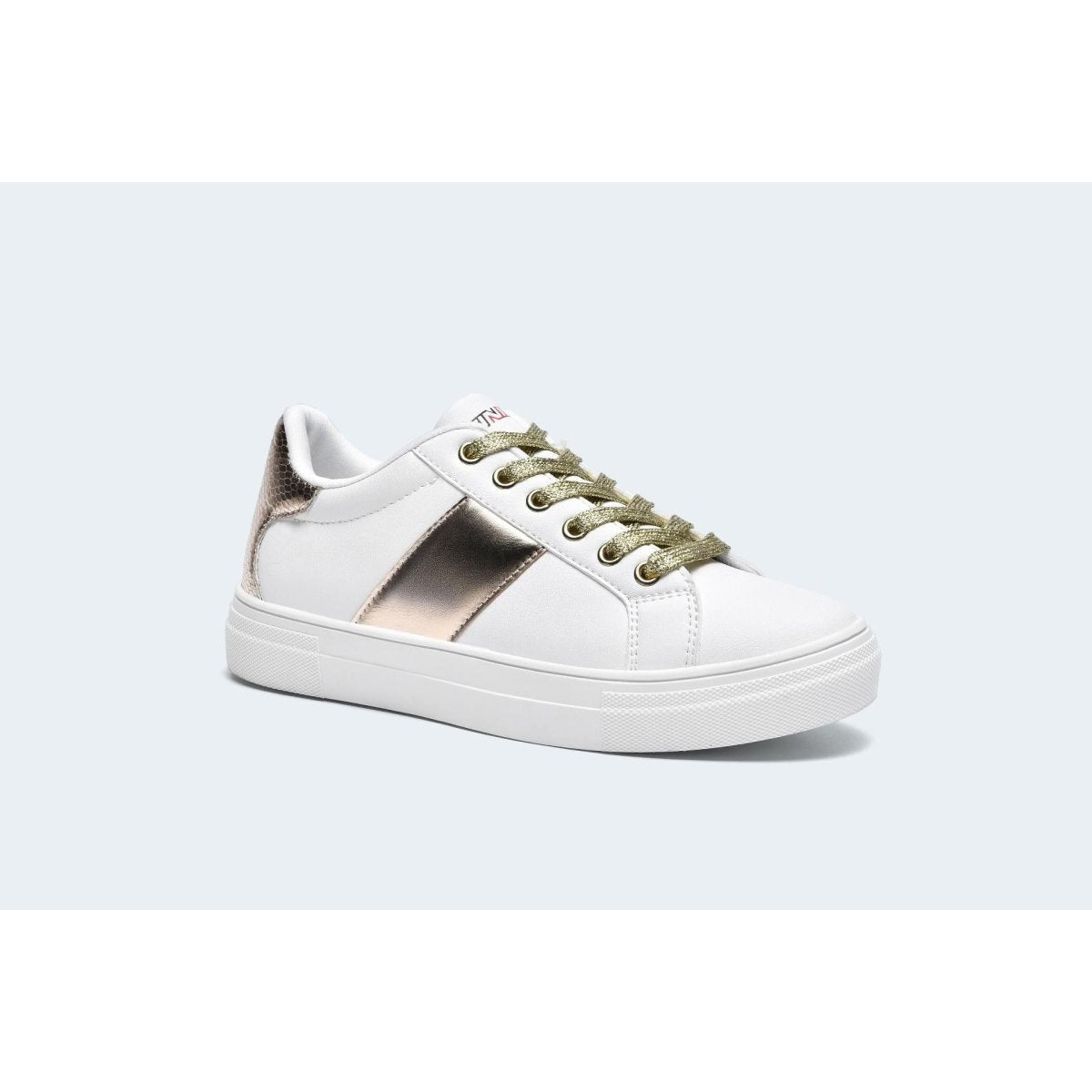 Finily Holly Womens Lace-up Casual Trainer - White/Gold