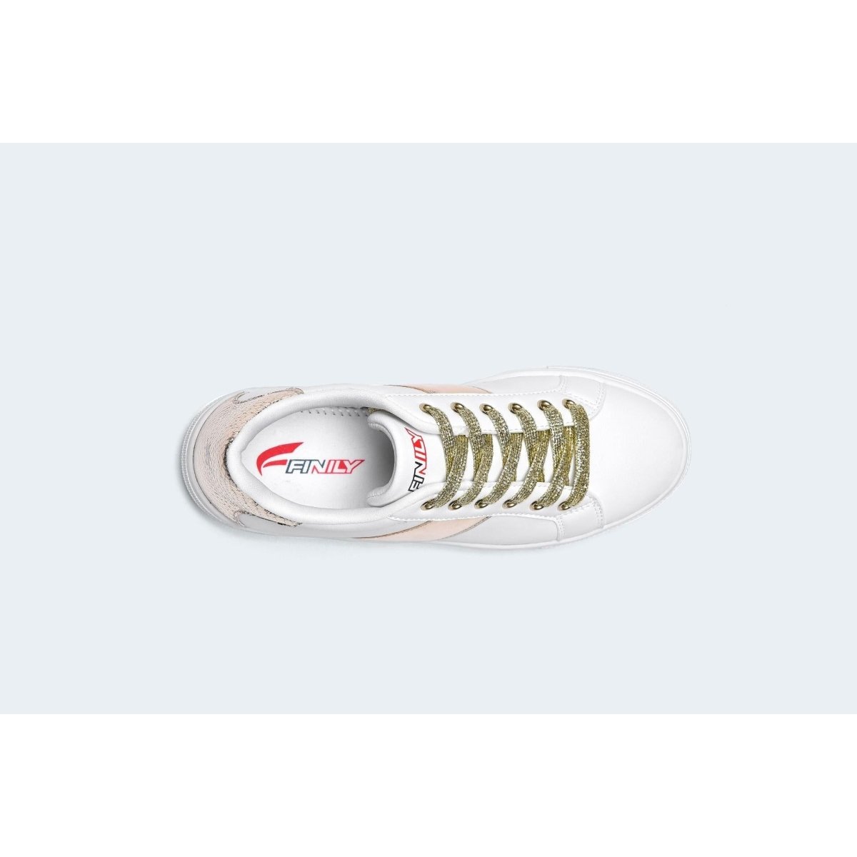 Finily Holly Womens Lace-up Casual Trainer - White/Gold