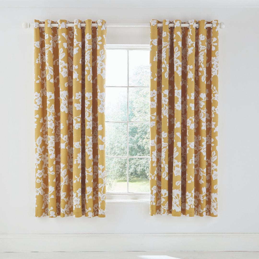 Helena Springfield Bouvardia Lined Curtains 66 x 72cm - Honey
