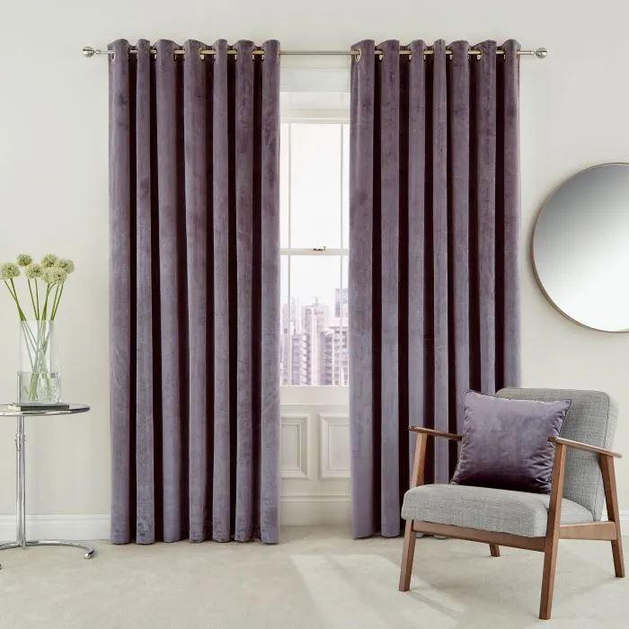 Helena Springfield Escala Lined Curtains 90" x 54", Damson