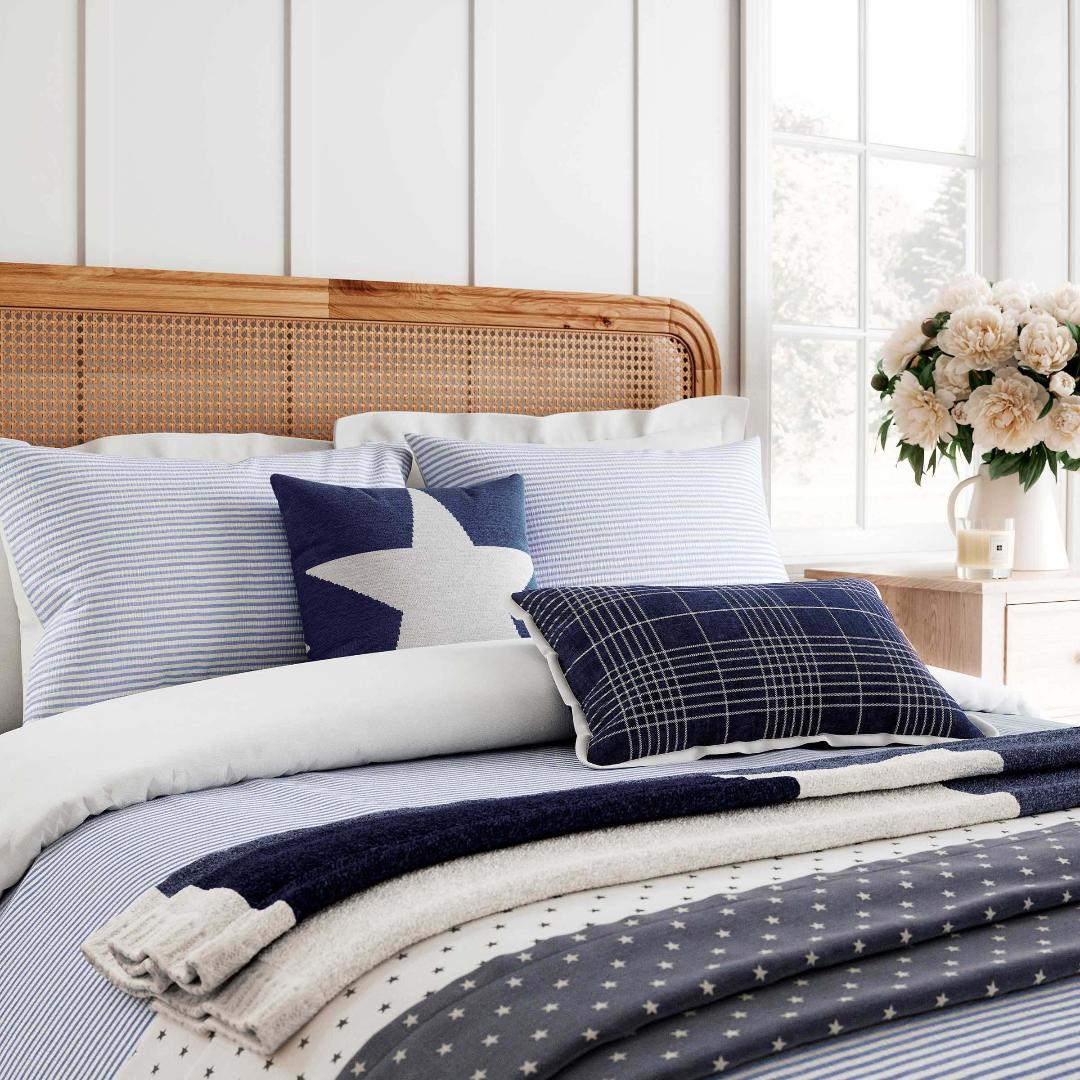 Helena Springfield Long Island Ticking Stripe Duvet Cover Set - Blue